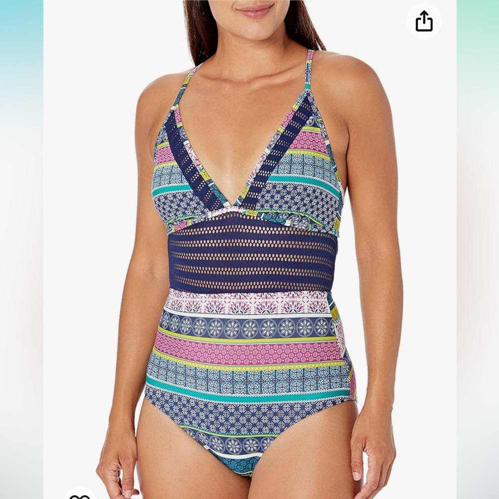 Cole of California Women’s Size 16 One Piece Multi Color Swimsuit Bathing Suit‎